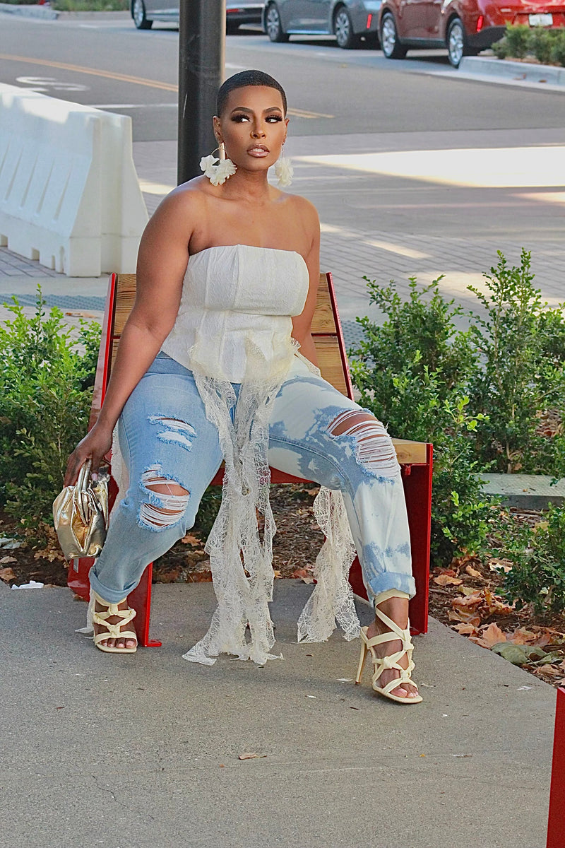 Bleach Out High Rise Mom Leg Jeans  Spoiled Boutique
