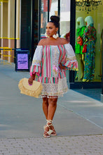 Load image into Gallery viewer, Bardot Tribal Dress- Pastel