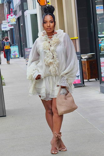 She So Lush Cream Ruffle Mini Dress
