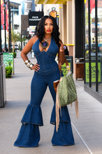 Load image into Gallery viewer, Fiesta Ruffle Denim Jumpsuit