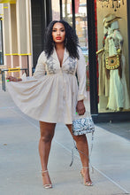 Load image into Gallery viewer, Embroidered Linen Peplum Mini Dress