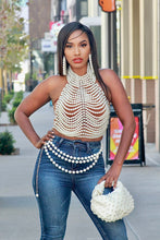 Load image into Gallery viewer, Regal High Collar Pearl Top