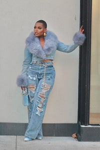 Feeling Myself Faux Fur Cropped Jacket