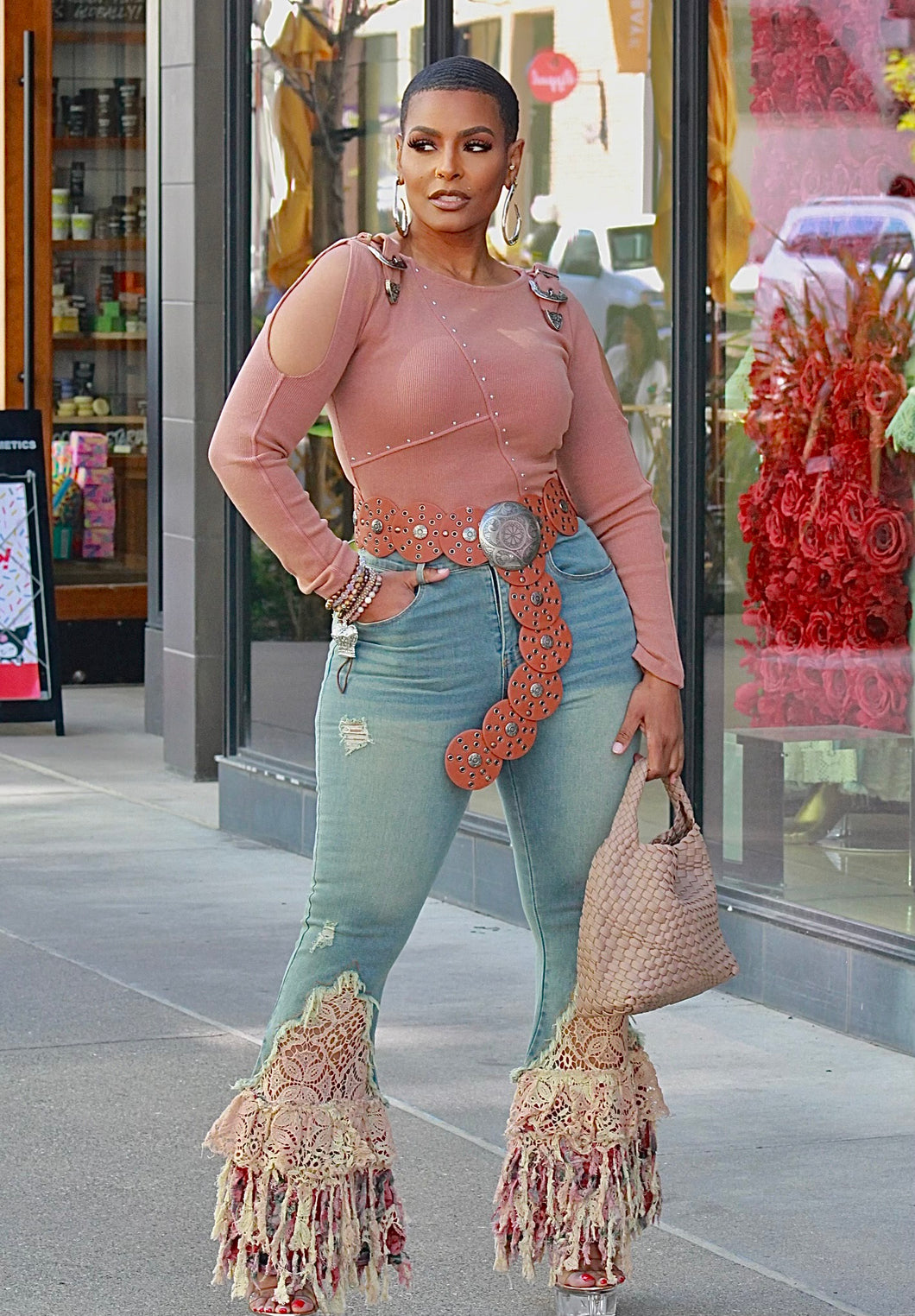 Lace Me Hippie Girl High Waist Jeans