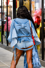 Load image into Gallery viewer, Bows and Ruffles Denim Jacket