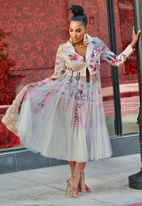 She's So Tulle Single Button Blazer- Musical Floral