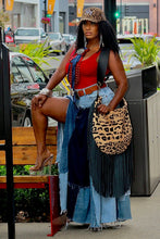 Load image into Gallery viewer, Split The Patch Denim Maxi Skirt- Specialty