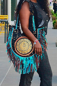 Sun Goddess Fringe Leather Tote Bag