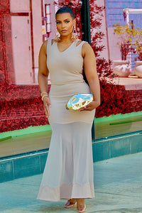 Can’t Mesh With Me Skirt Set- Beige