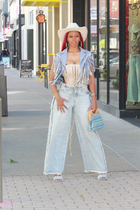 It's A Crop Out Fringe Vest- Multi Color