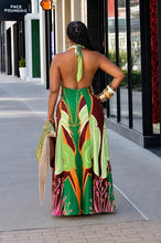 Load image into Gallery viewer, Psychedelic Garden Halter Knit Maxi Dress