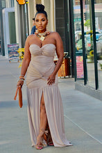 Load image into Gallery viewer, Nude Goddess Bardot Maxi Dress