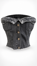 Load image into Gallery viewer, Button Me Bad Denim Tube Top