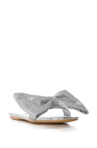 Silver Crystal Bow Flat