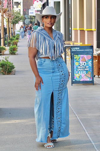 From The West Denim Maxi Skirt