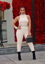 Load image into Gallery viewer, Sleeveless Pipe It Up Jumpsuit- Cream