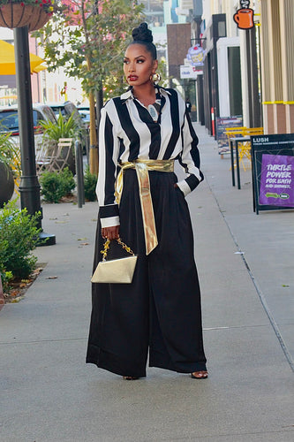 Straight Vertical Monochrome Blouse