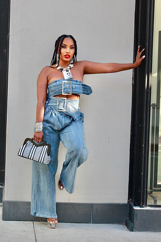 Gotta Buckle Up Denim Jumpsuit