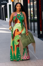 Load image into Gallery viewer, Psychedelic Garden Halter Knit Maxi Dress