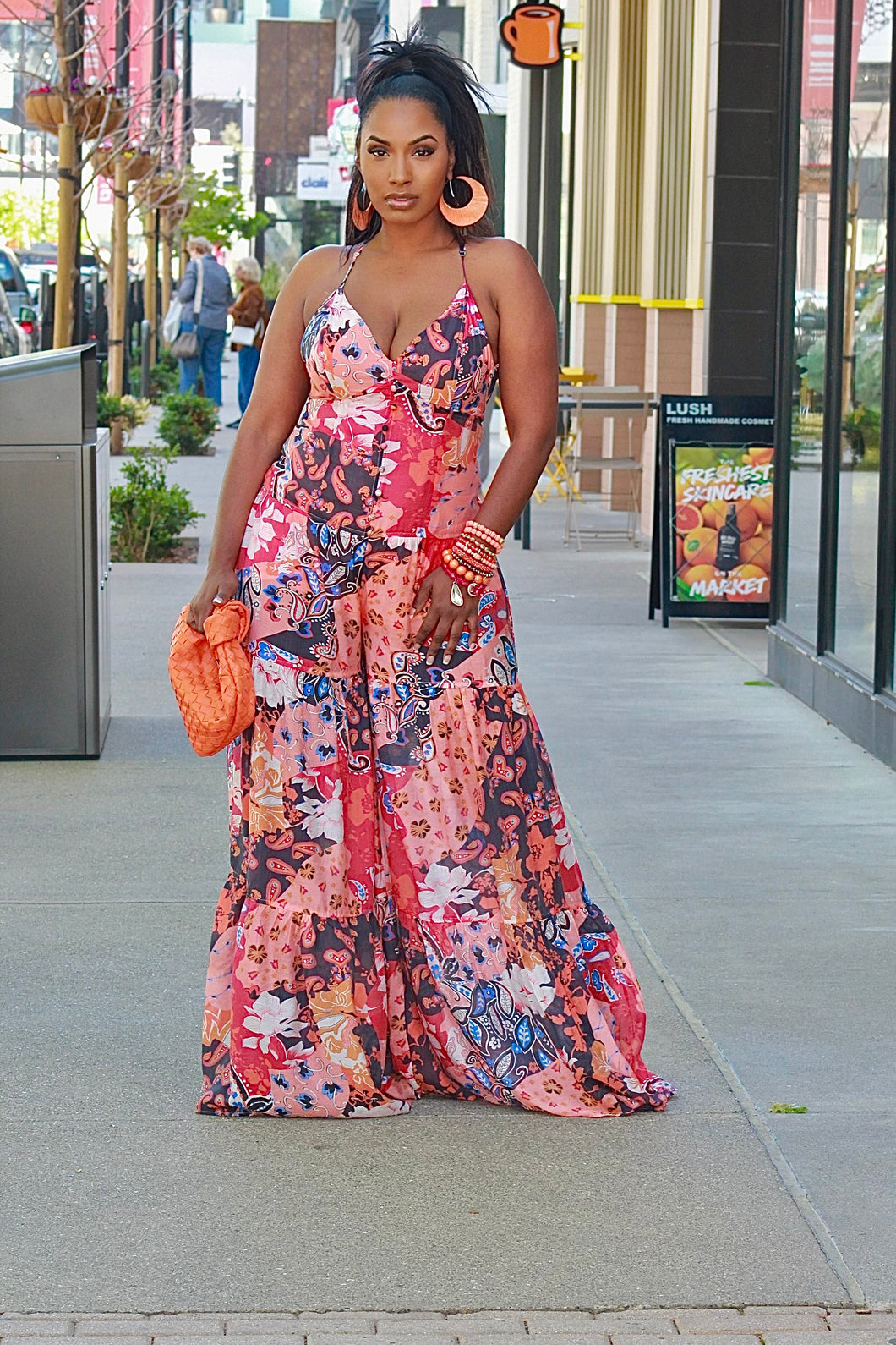 Many Paisleys Tiered Jumpsuit