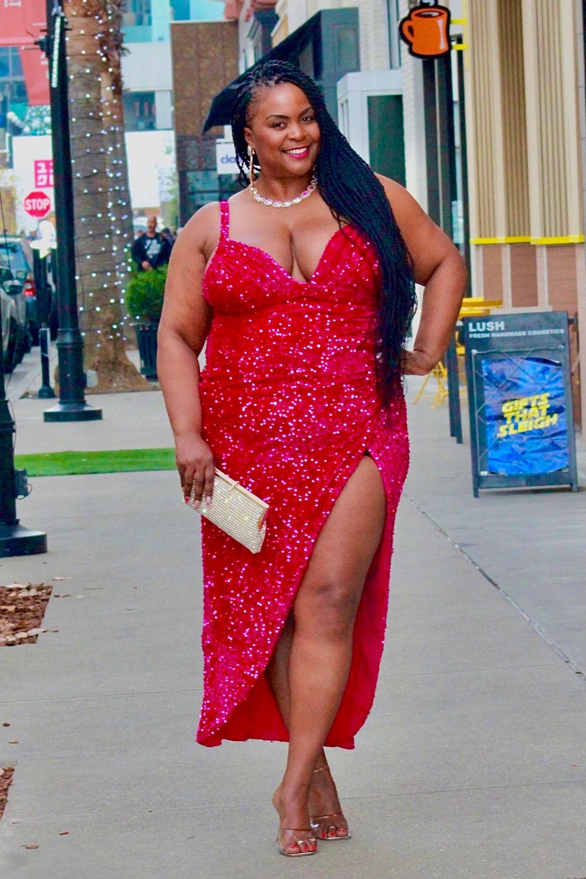 Make Em Split Sequin Maxi Dress Curvy Brat