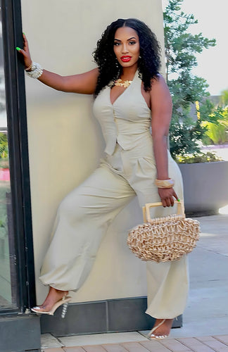 Be About It Vest Set- Khaki