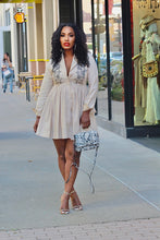 Load image into Gallery viewer, Embroidered Linen Peplum Mini Dress