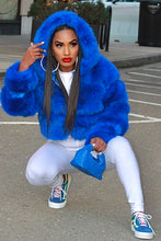 Load image into Gallery viewer, The Lady In Blue Faux Fur Jacket