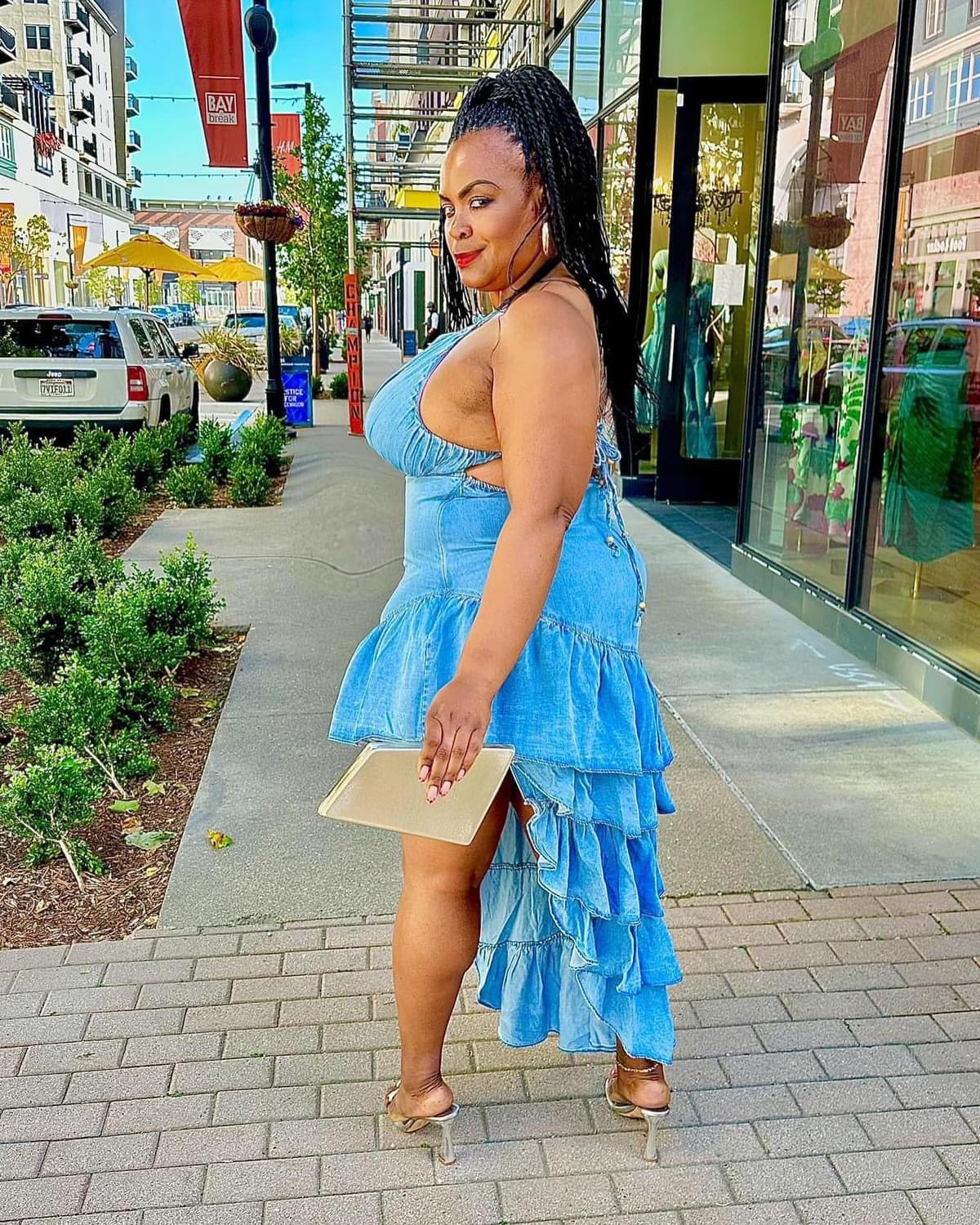 One Side Story Denim Dress - Curvy Brat Spoiled Boutique One Side Story Denim Dress - Curvy Brat Spoiled Boutique