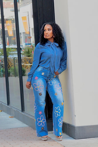 Relax It's Denim Button Up Top