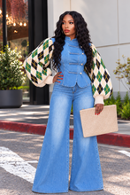 Load image into Gallery viewer, Argyle Sleeve Denim Jacket