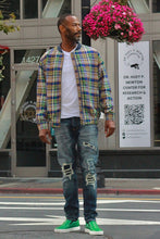 Load image into Gallery viewer, Plaid Linen Mens Bomber Jacket- Gentleman