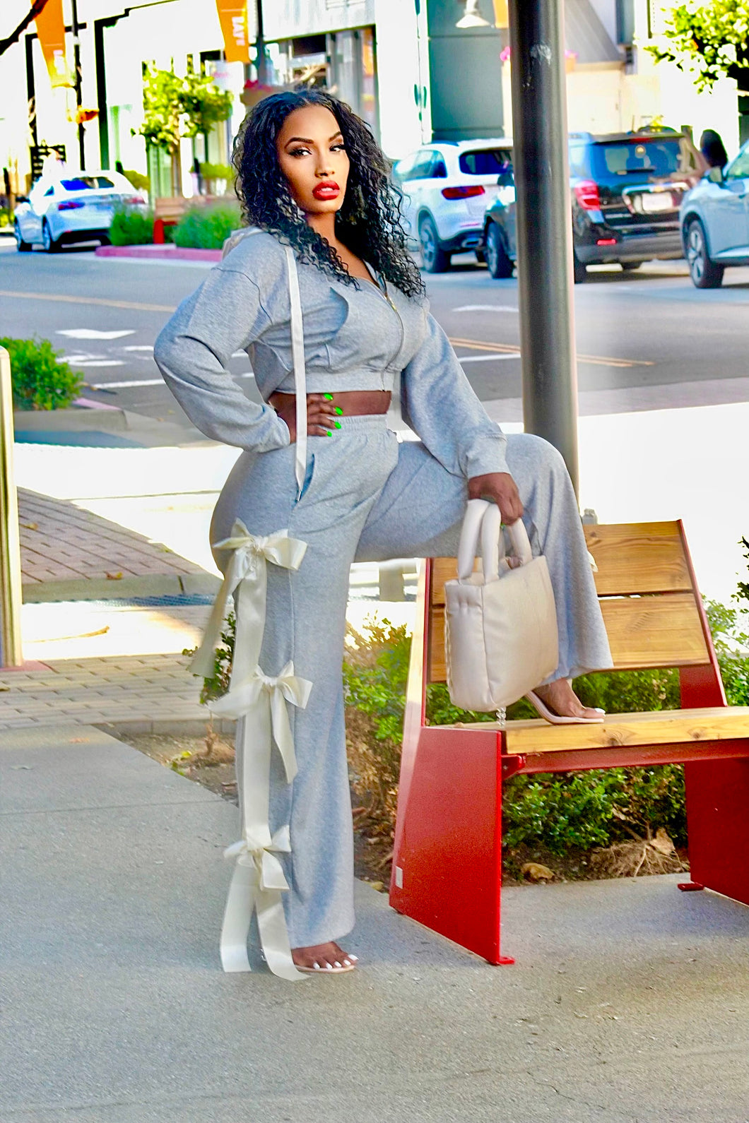 Adorned In Bows Sweatpant Set