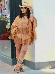 Gotta Shake Suede Poncho