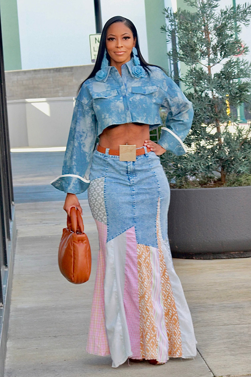 Patch Me Pastel Flannel Maxi Skirt