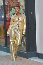 Load image into Gallery viewer, She&#39;s Metallic Crystal Jacket- Gold