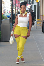 Load image into Gallery viewer, Drawstring Peek-A-Boo Cargo Trouser- Chartreuse