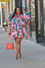 Load image into Gallery viewer, Puff It Up Baby Doll Colorful Dress- Curvy Brat