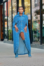 Load image into Gallery viewer, Can&#39;t Cape With It Maxi Denim Pancho