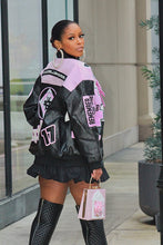 Load image into Gallery viewer, Mercy Me Leather  Letterman Jacket- Pink