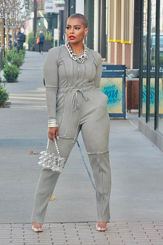 Ribbed Long Sleeve Jumpsuit