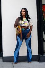 Load image into Gallery viewer, Mixed Denim Flare Jeans