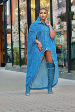 Load image into Gallery viewer, Can&#39;t Cape With It Maxi Denim Pancho