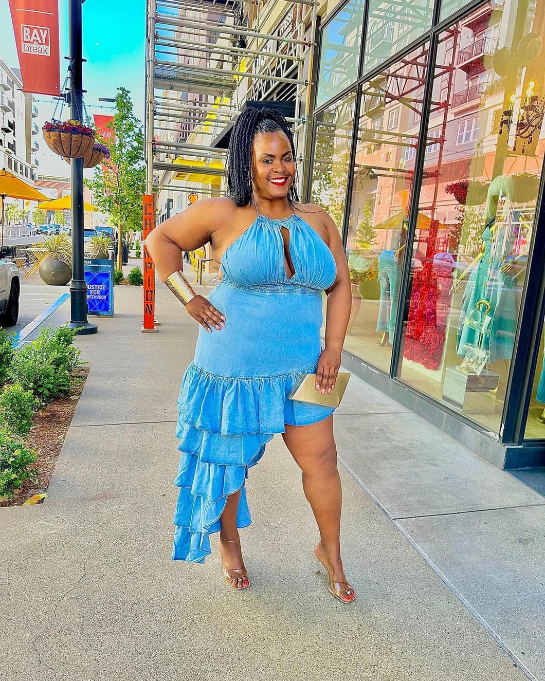 One Side Story Denim Dress - Curvy Brat Spoiled Boutique One Side Story Denim Dress - Curvy Brat Spoiled Boutique