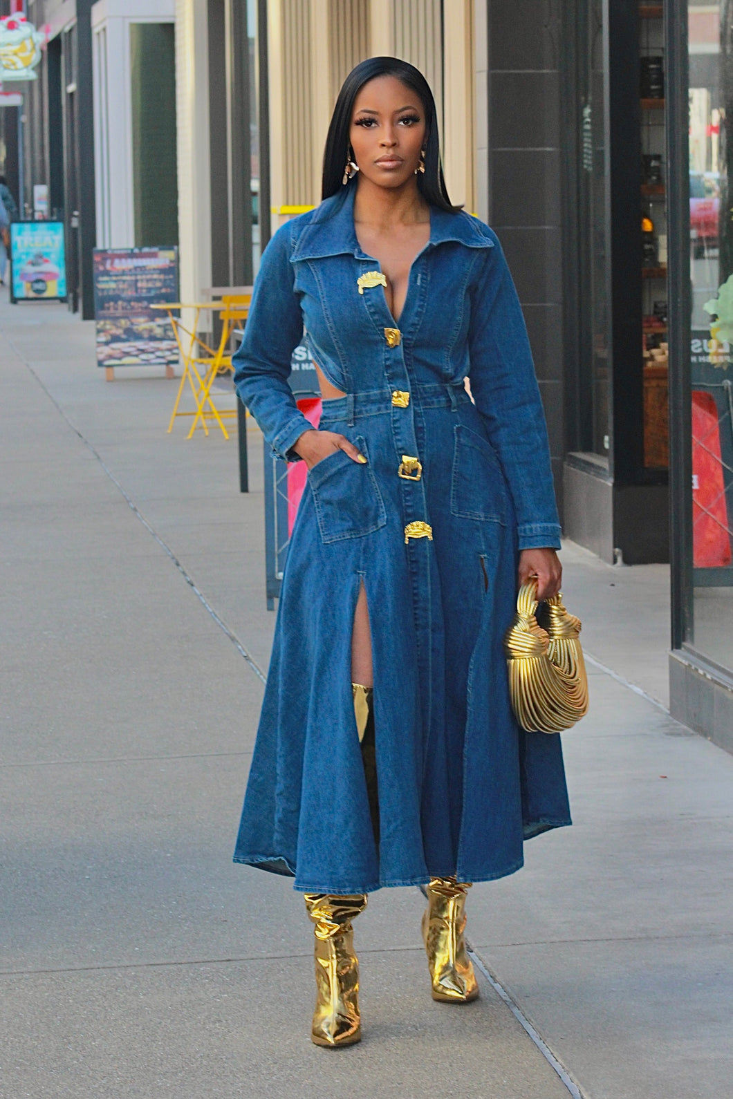 The Grown Lady Day Dress- Dark Wash