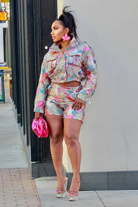 My Little Birdie Brocade Short Set
