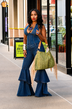Load image into Gallery viewer, Fiesta Ruffle Denim Jumpsuit