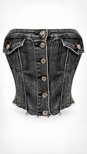 Load image into Gallery viewer, Button Me Bad Denim Tube Top