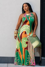 Load image into Gallery viewer, Psychedelic Garden Halter Knit Maxi Dress