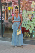 Load image into Gallery viewer, Buckle Up Denim Skirt Set